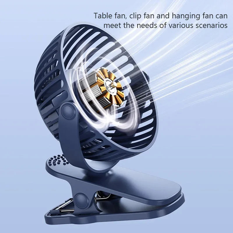 Desktop Clip Fan 3 Speed Quiet USB Mini Cooling Desk Fan 360° Rotate Portable Electric Fan Clip Fans for Strollers Air Cooler
