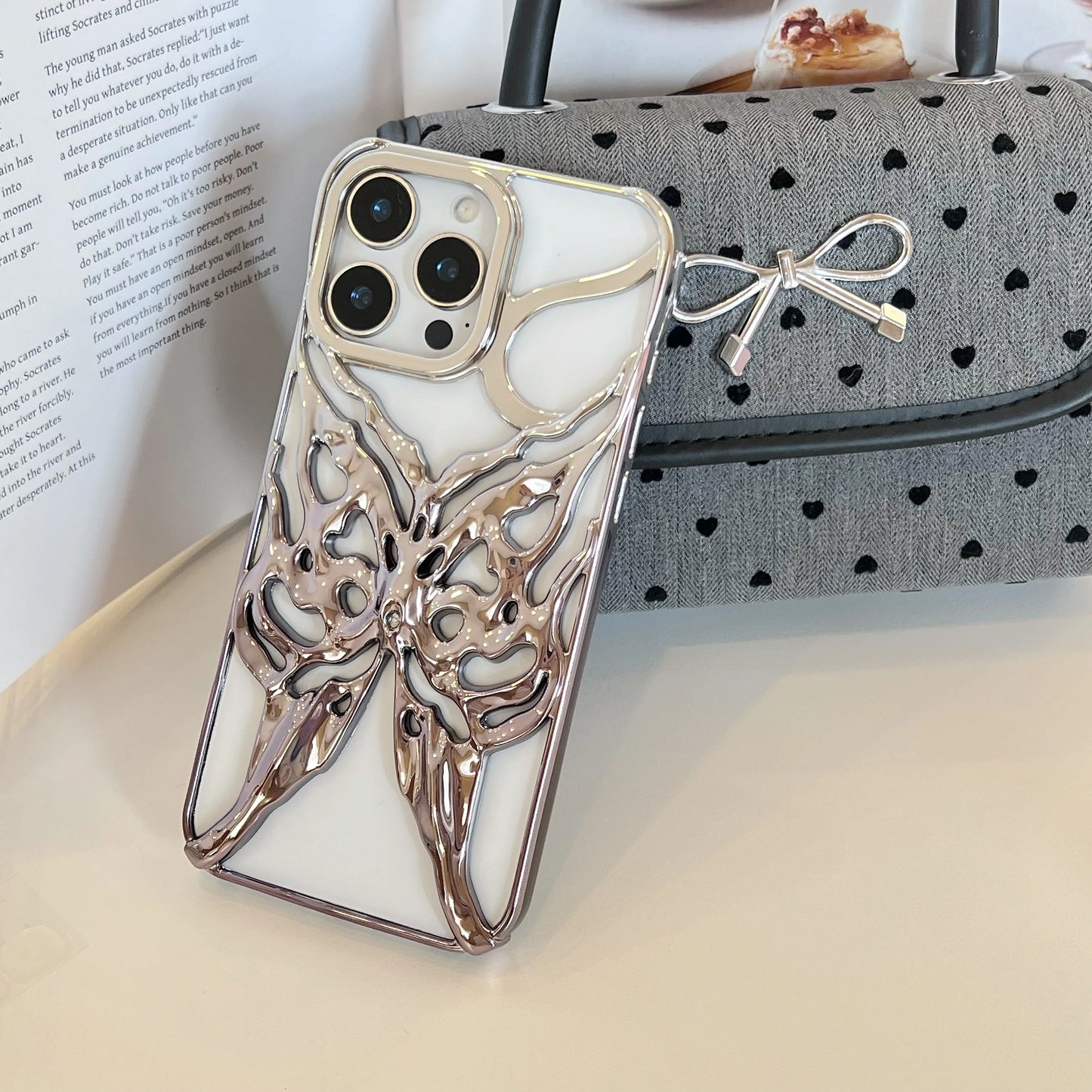 Plating Butterfly Hollow Out Gradient Color Soft Phone Case for iPhone 11 12 13 14 15 16 Pro Max Heat Dissipation Cooling Cover