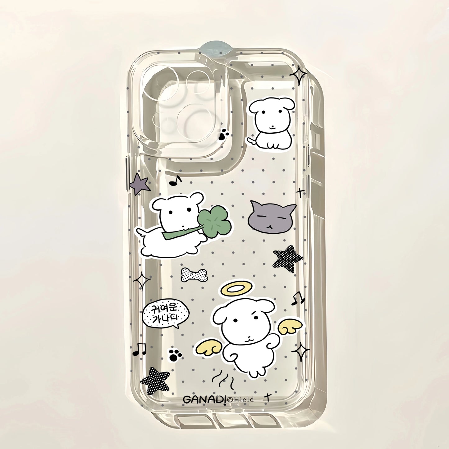 Cute Ganadi Puppy Phone Case For iPhone 17e 17 16 16e 15 14 13 12 11 Mini Pro Max X XR XSMax 7 8 Air Plus Transparent Back Cover