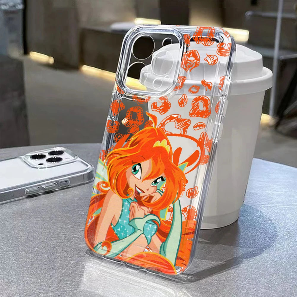 Lovely w-winxs c-clubs Phone Case For iPhone 17 16 16e 15 14 13 12 11 Mini Pro Max XR XSMax 7 8 Air Plus Transparent Back Cover