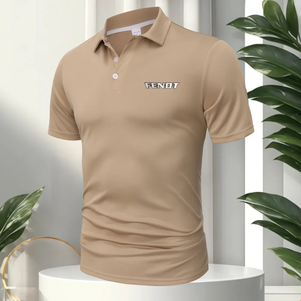 FENDT LOGO Splice New Men's Business Casual Short Sleeved Shirt Polo Shirt Fashionable Breathable Comfortable Versatile Top