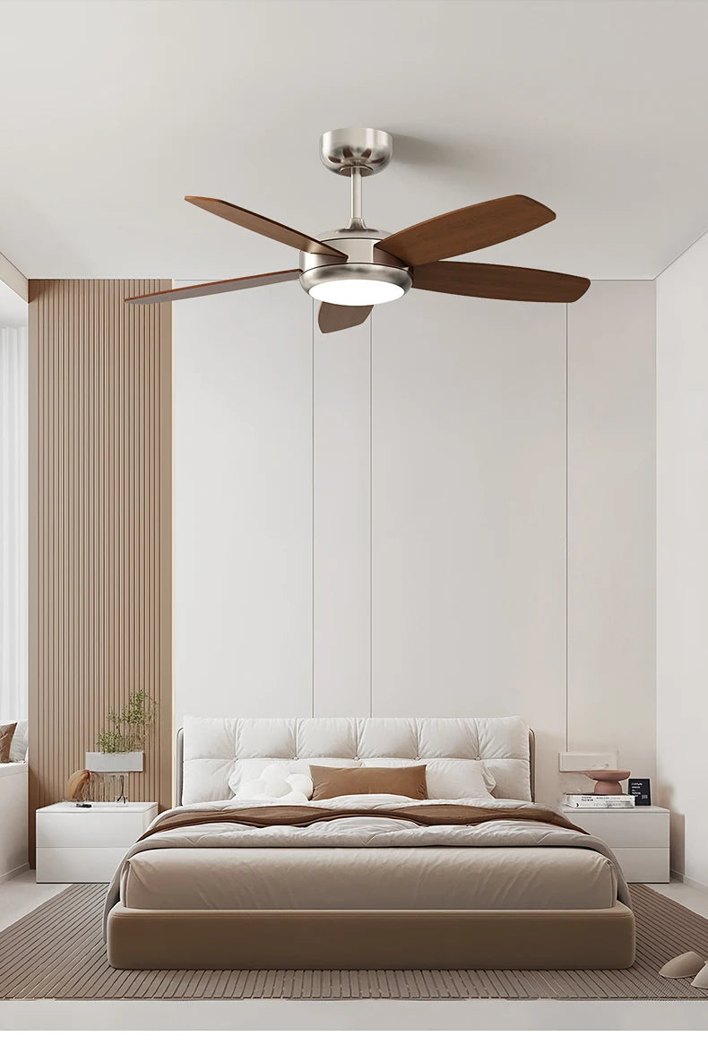 Living Room Fan Lamp Chandelier, Vintage American Style, Bedroom Room Electric Fan Integrated Silent Inverter, Dining Room Ceili