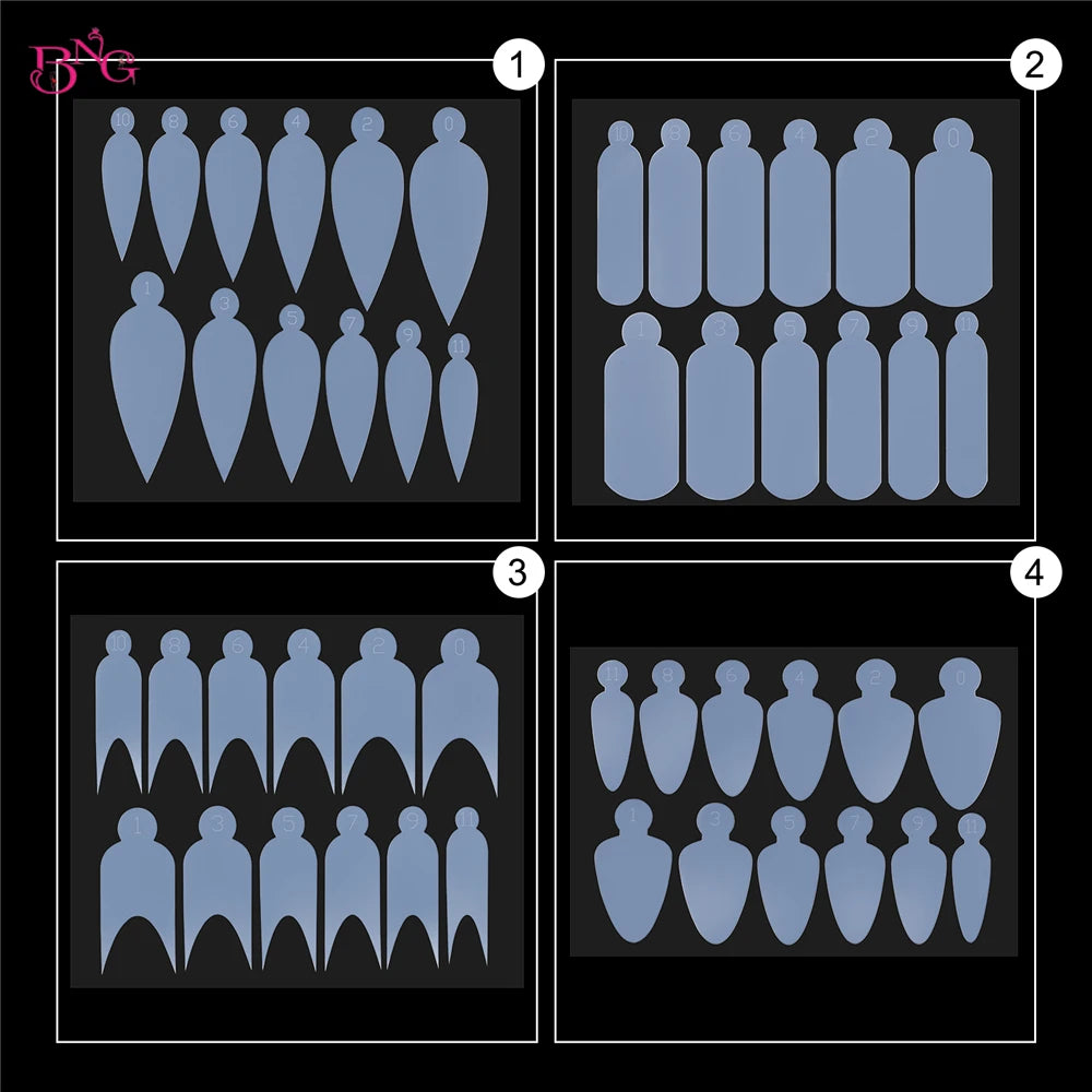 48Pcs French Silicone Pads for Dual Nail Forms False Tips Quick Building French Nails Mold Soft Silicone Pads Manicure Tools