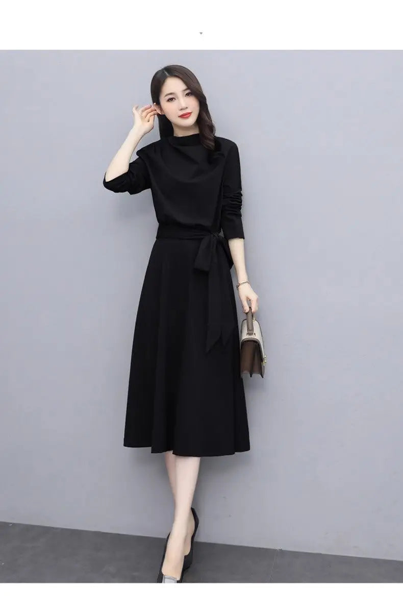 Long Sleeves Dresses Women's Elegant Midi Dresses for Women Womens Office Dress Woman Streetwear Autumn Winter Korean Style New