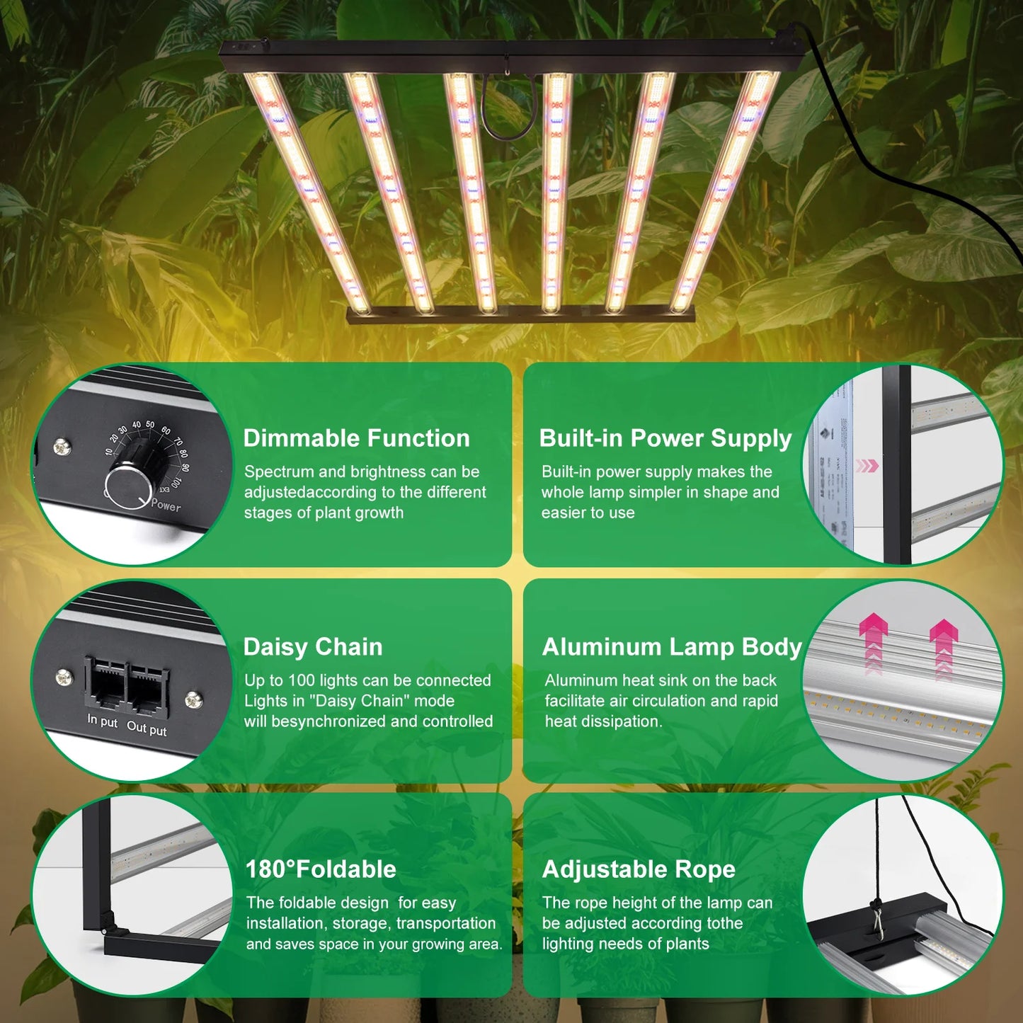360W 720 Upgraded Full Spectrum Grow Light Aluminum Frame Foldable Waterproof SMD LM281B Garden Greenhouse Tent Grow Light