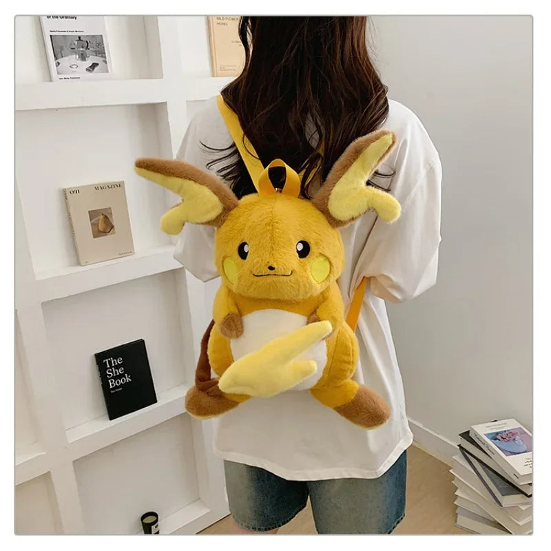 Japanese Style Plush Shoulder Bag Raichu Pikachu Eevee Psyduck Gengar Design Crossbody Backpack for Student Daily Outfit Gift