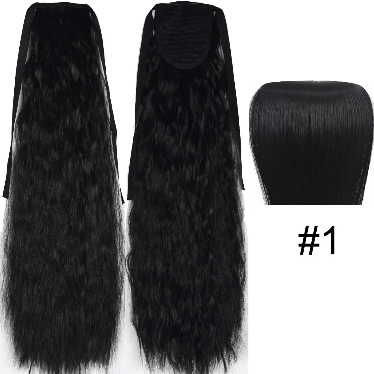 TOPREETY Synthetic Fiber Heat Resistant Kinky Ribbon Ponytail Extensions 3007