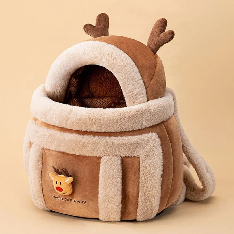 Furry Warm Cat Carrier Portable Pet Travel Bag Luxury Outdoor Handbag Car Seat Winter Cozy Nest For Puppy Kitten Transport