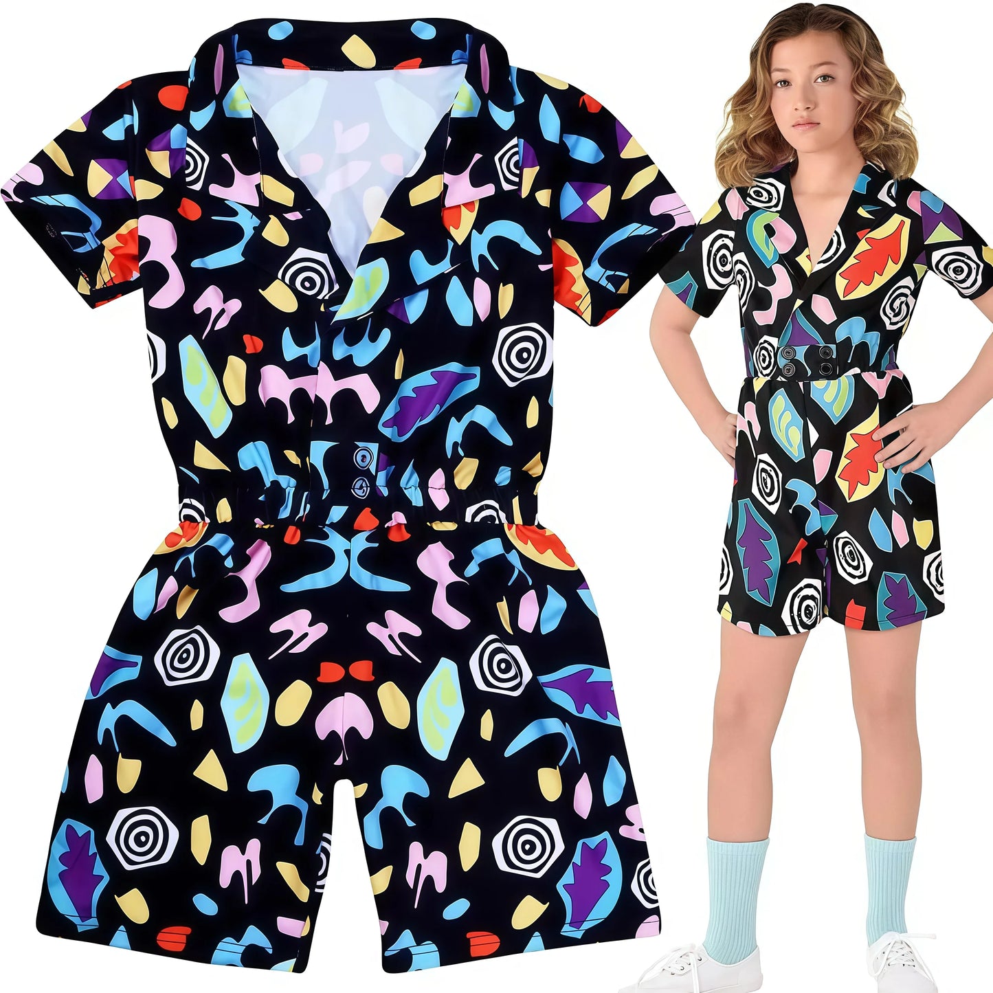 Anime Things Season Cosplay Halloween Party 80s Retro Eleven Costume, Short Sleeve Roleplay Outfit, Inspired by Popular Series