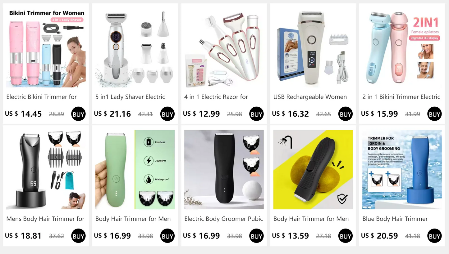 4 in 1 Electric Razor for Women Shaver Lady Shaver Body Hair Trimmer for Armpit Bikini Arm Leg Face Mustache Portable Painless