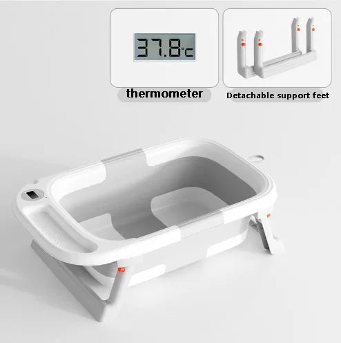 Baby Bathtub,Baby Bath Tub with Soft Cushion & Thermometer,Baby Bathtub Newborn to Toddler 0-36 Months,Portable Travel Baby Tub