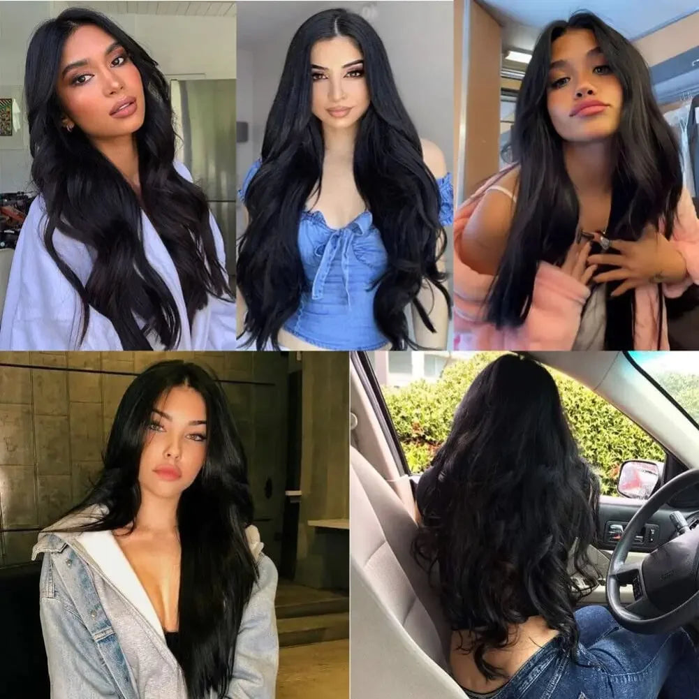 Clip In Hair Extensions Straight 100% Unprocessed Human Hair 8 Pcs/Set Full Head Seamless Brazilian Natural Black Clips ins Hair