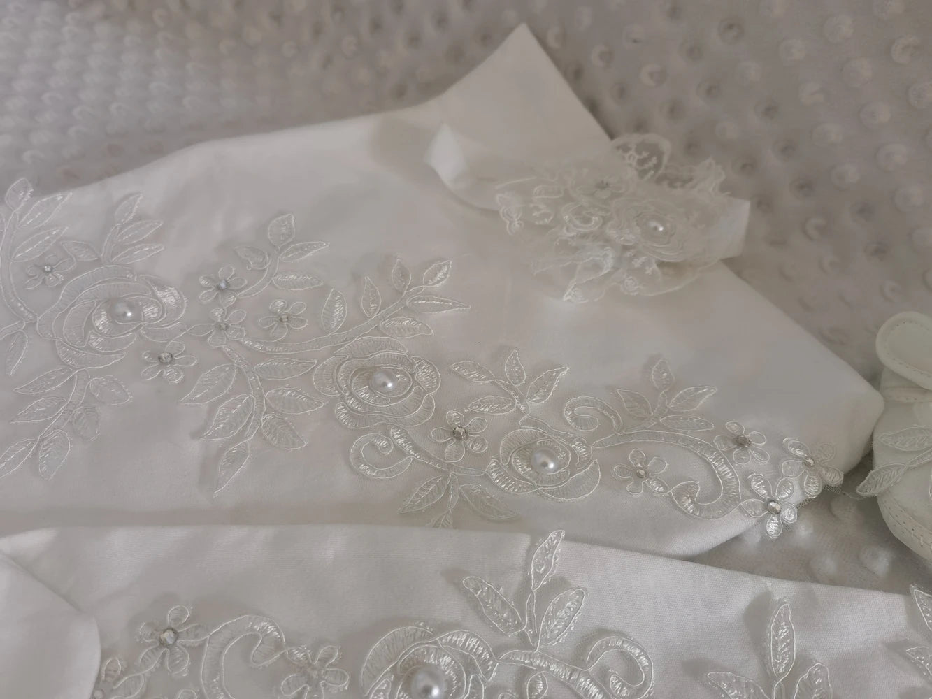 5pcs Newborn Baby Embroidery Lace Romper Outfit Clothing Cotton Infant Wrapped Baby Products Pants Mittens Receiving Blanket