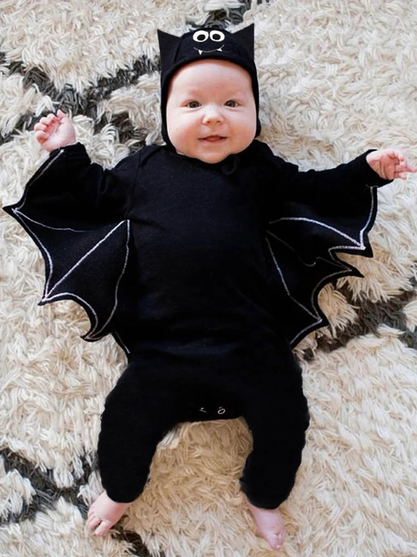 Boys and girls European and American spring and autumn Halloween Batman hooded long-sleeved jumpsuit romper two-piece children&#