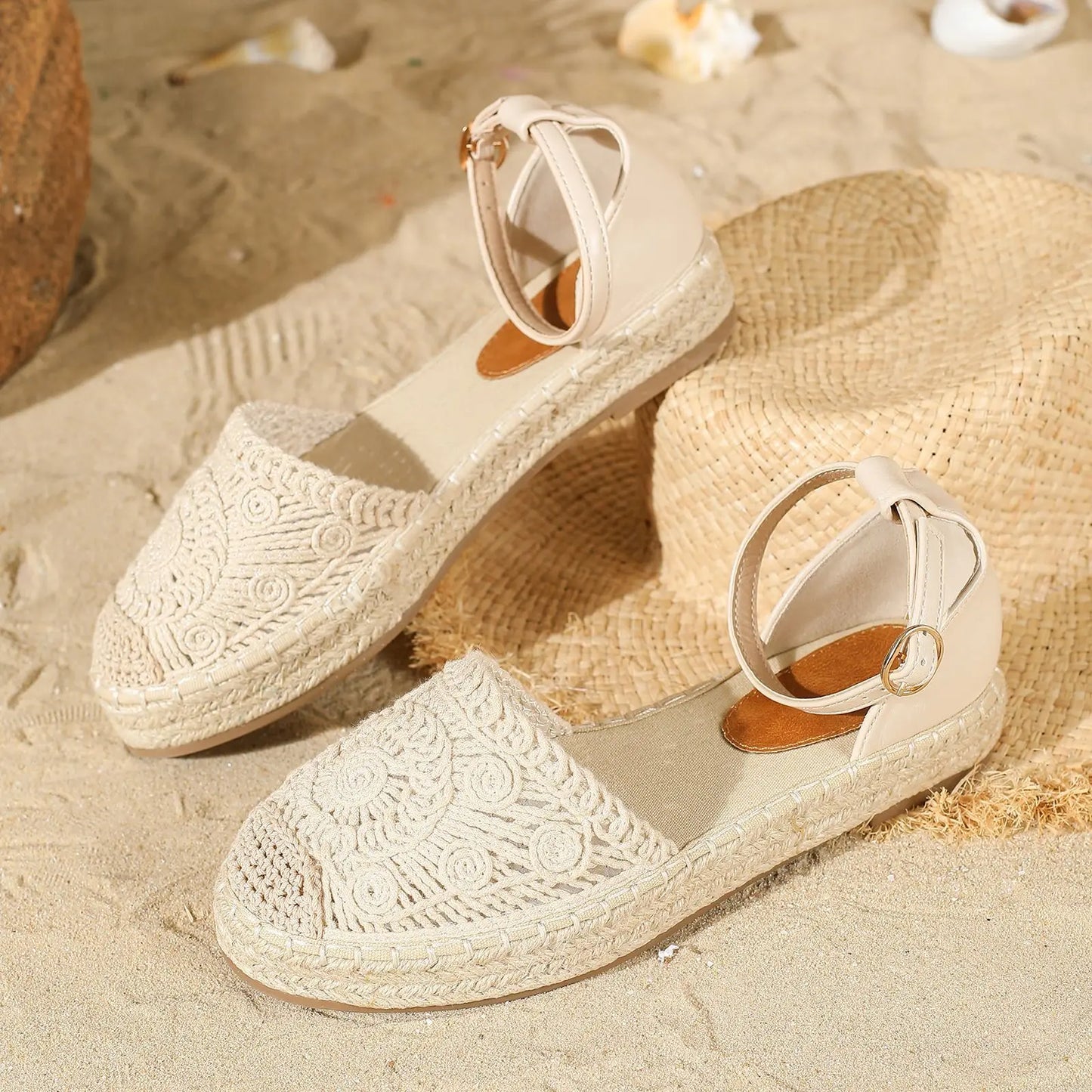 New 2026 Summer Women's Vintage Flats Hemp Rope Bottom Sandals Comfortable Sandals Women's Fisherman Sandals Sandalias De Mujer