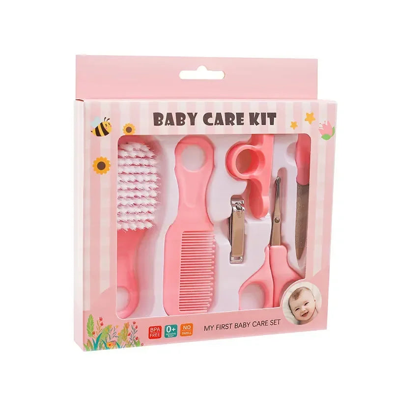 6pcs Baby Care Set Hair Comb Grooming Brush Set Nail Trimmer Scissors Clipper Hygiene Kit Healthcare Tools Sets for Toddler Gift