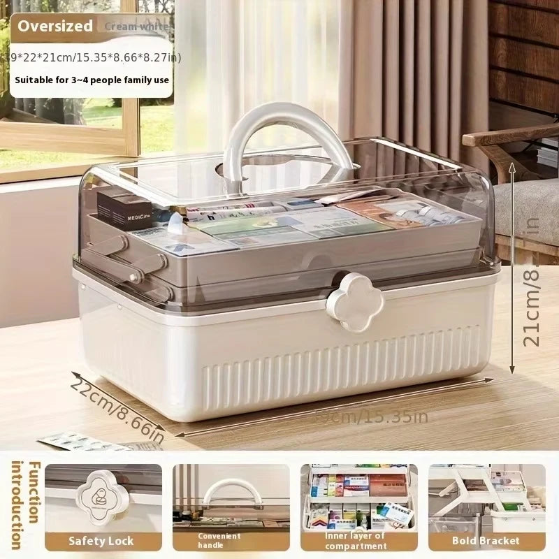 Smart Flip-Top Medicine Box! Visual Window + Multi-Layers. Easy-Carry Handle & Organized Storage. Keep Pills Sorted