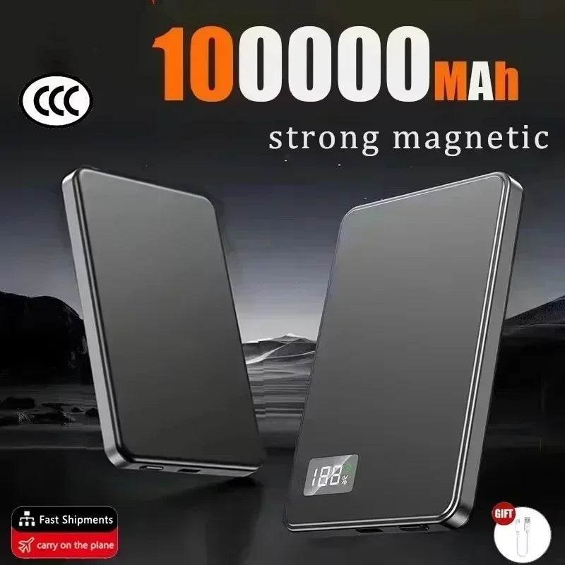 Lenovo 500000mAh CCC Certified Magnetic Ultra Thin Wireless Portable Power Bank Super Fast Charging LED Display Pack For MagSafe