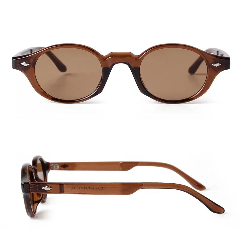 Retro Small Oval Sunglasses Women Brand Design Rivet Blue Tortoise Shell Sun Glasses Outdoor Men Shades Female UV Oculos De Sol