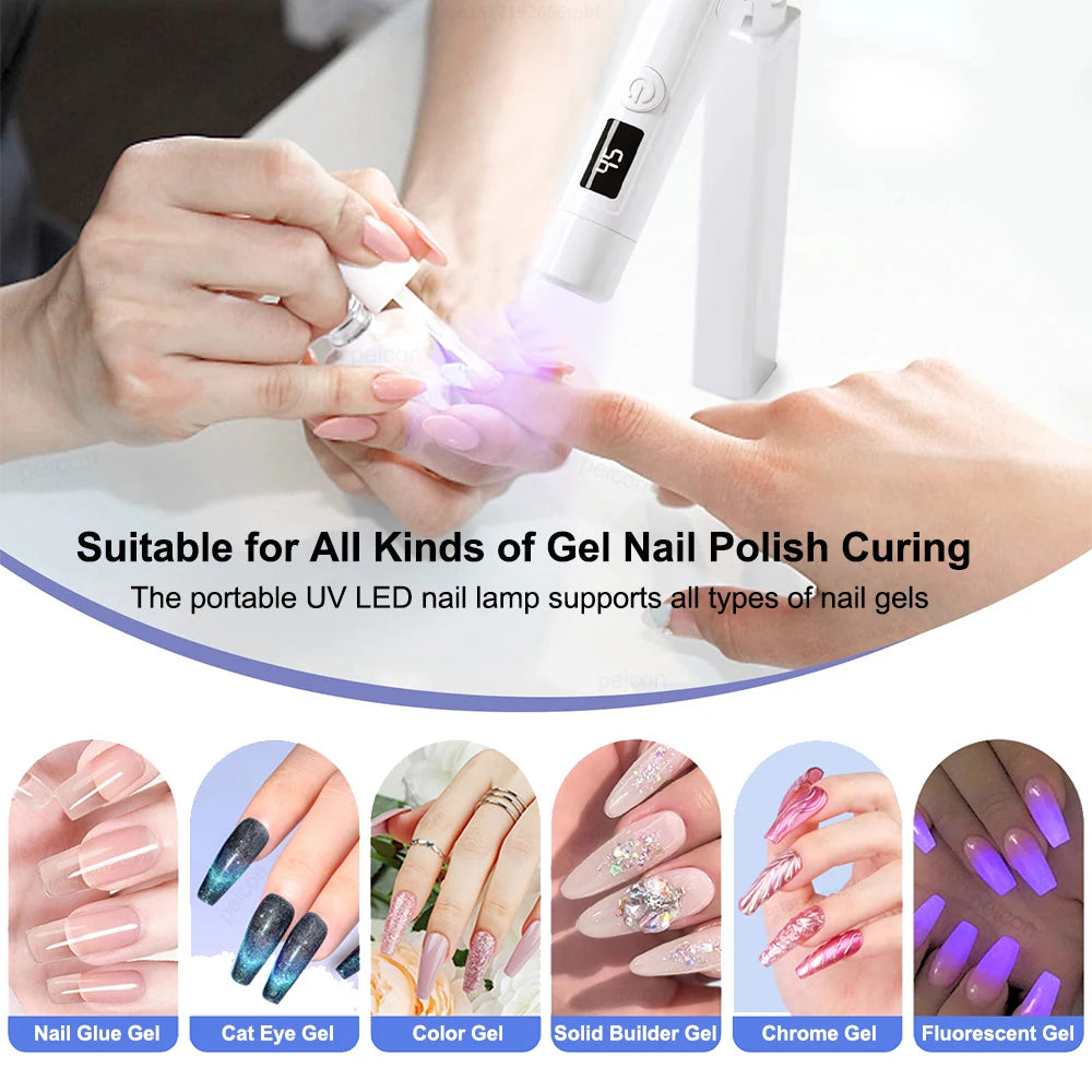 UV LED Nail Lamp Nail Dryer Lamp Removable Mini Portable Nail Dryer Rechargeable Nail lamp For Gel Nails Nail Art Tools