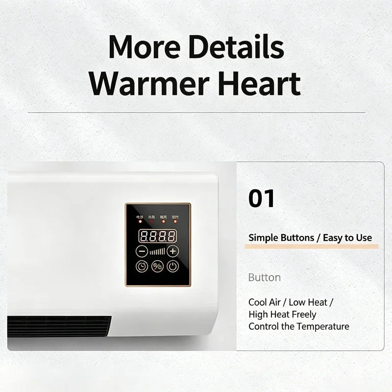 Electric Air Conditioner Fan Wall Mount Easy Temperature Timer Heating and Cooling Fan Space Heater Fan with Remote Control