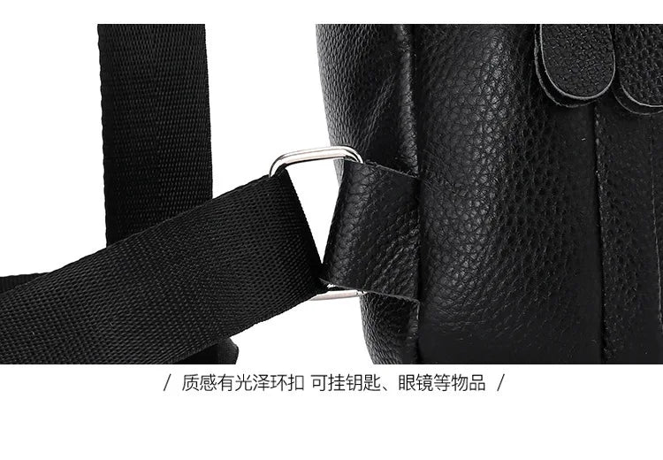 New Leather Chest Cover Layer Cowhide Business Men's Crossbody Bag with High-end Feel and Simple Chest Bag