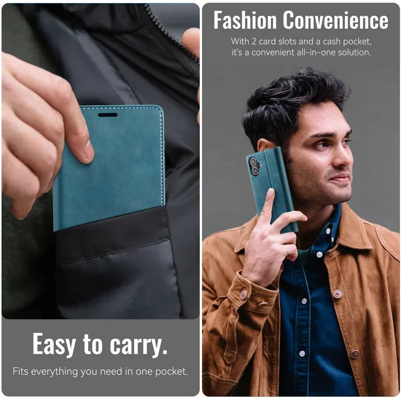 Magnetic Leather Wallet Card Phone Case For iPhone 17E 17 Air 16E 16 Pro Max 15 Plus 14 13 12 11 Flip Wireless Charging Cover