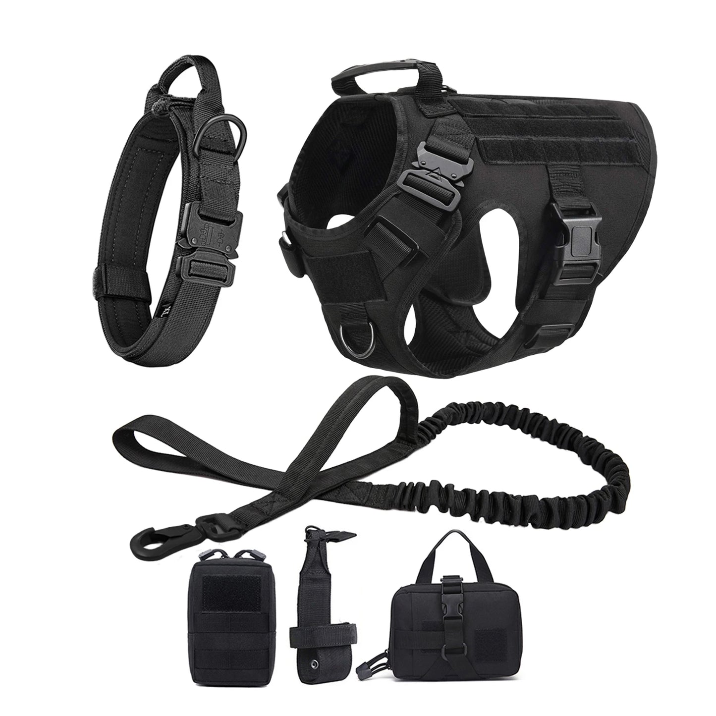 Military Dog Harness Collar Leash Molle Pouches For Medium Large Dogs Pet German Shepherd Training Walking Vest Dog Harnesses