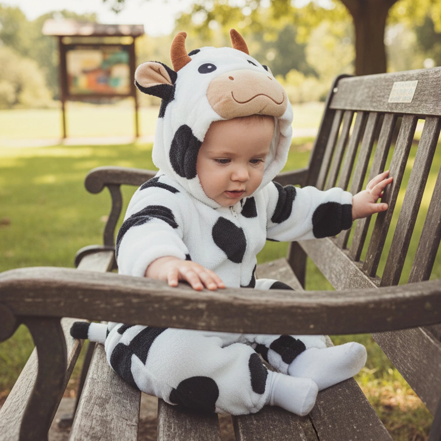 Halloween Costumes Baby Romper, Long Sleeve Hooded Fall Bodysuit Cow Cosplay Costume Halloween Clothes for Girls Boys