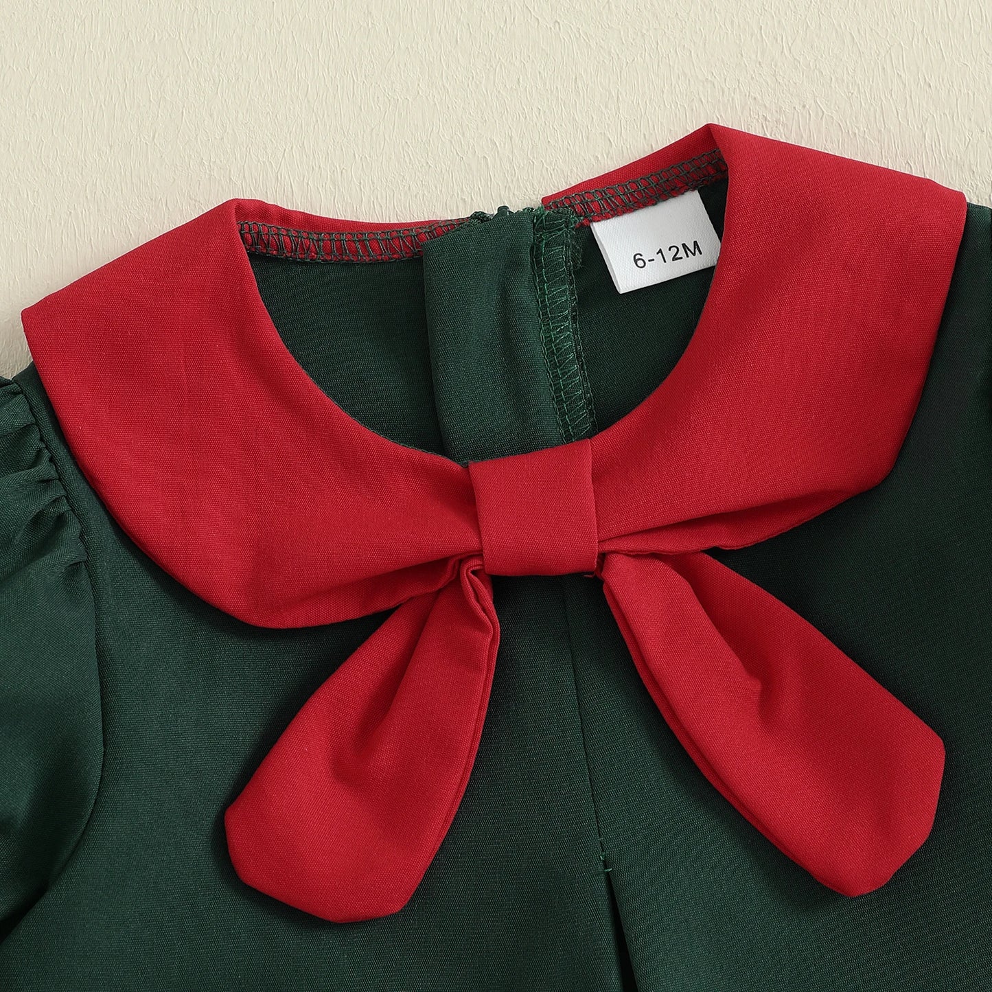 Tregren Toddler Girl Christmas A-Line Dress Reindeer Embroidered Doll Collar Short Sleeve A-line Dress New Year Festival Clothes