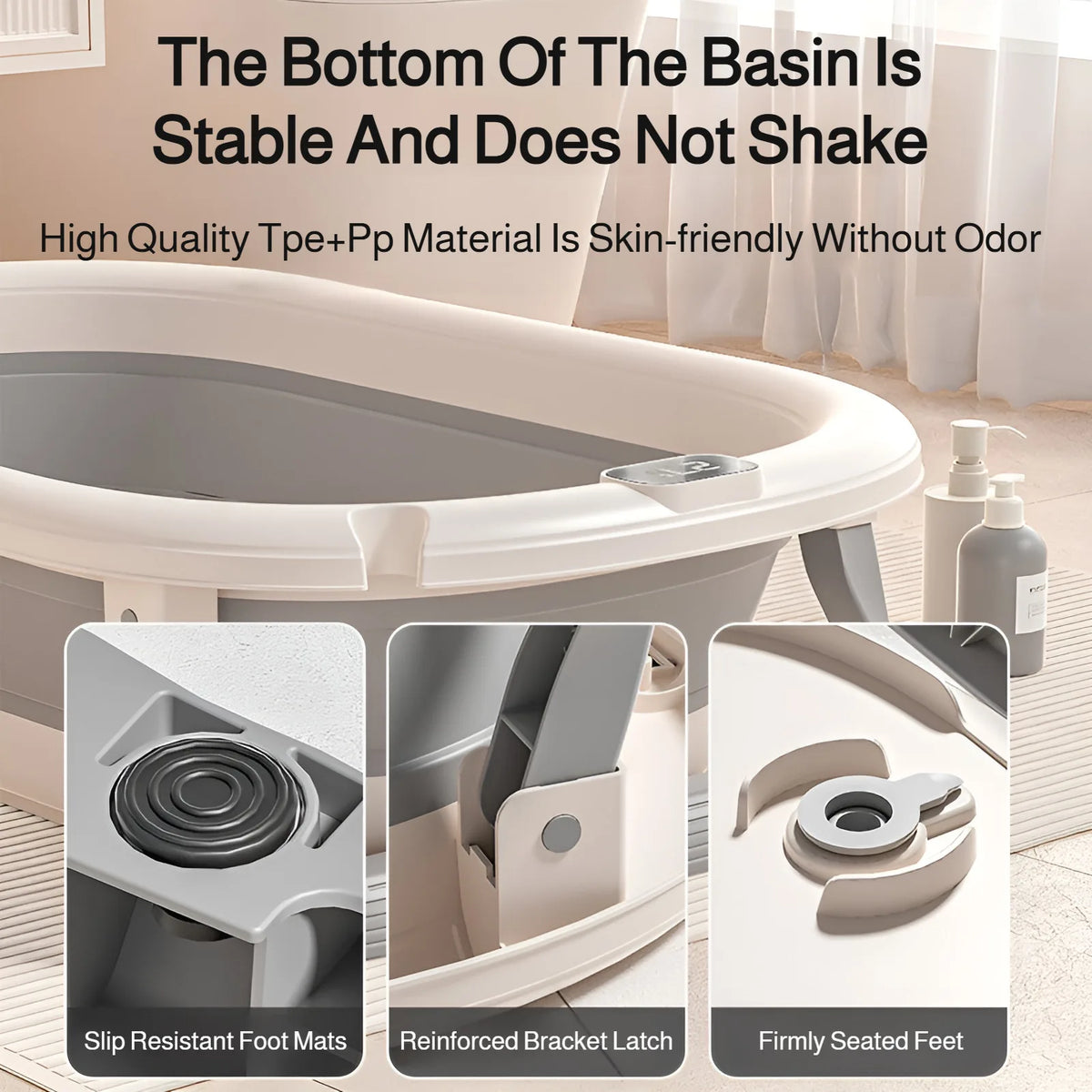 Foldable Baby Bathtub, Safe and Portable Bathing Solution for Infants and Toddlers, Suitable for 6-12 Months, Easy