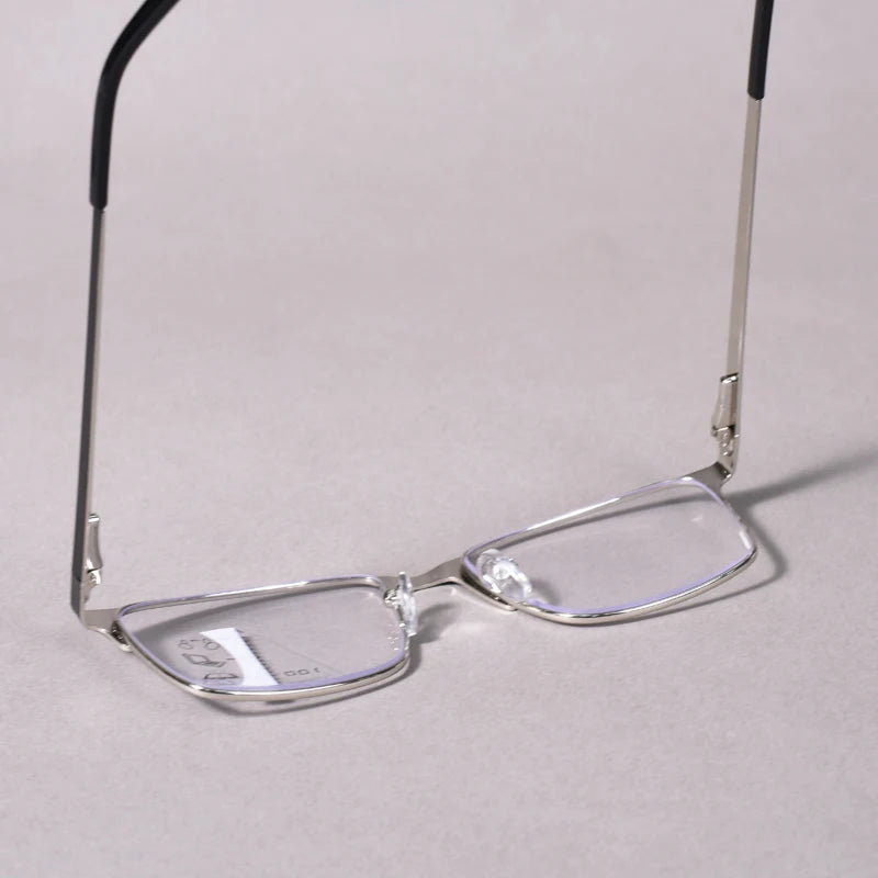 Black Double Color Men Progressive Reading Glasses Multifocal Men's Blue Light Blocking Computer Glasses Big Square Frame +125