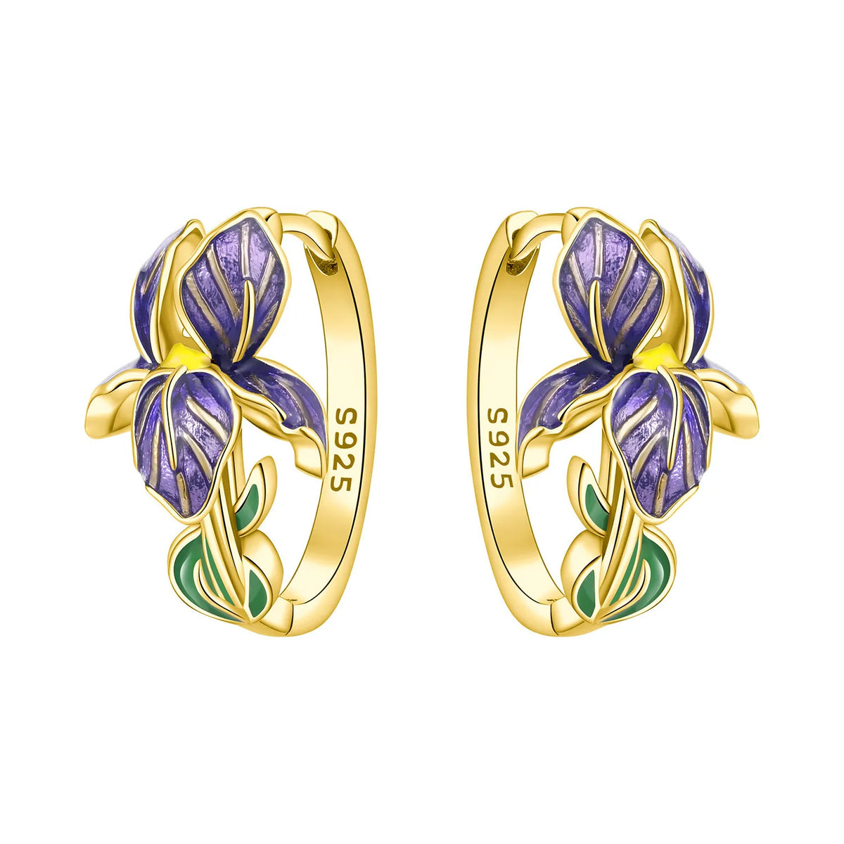 925 Sterling Silver Needle Iris Flower Hoop Earrings for Women Original Elegant Versatile Jewelry Birthday Party Fine Gift 2026