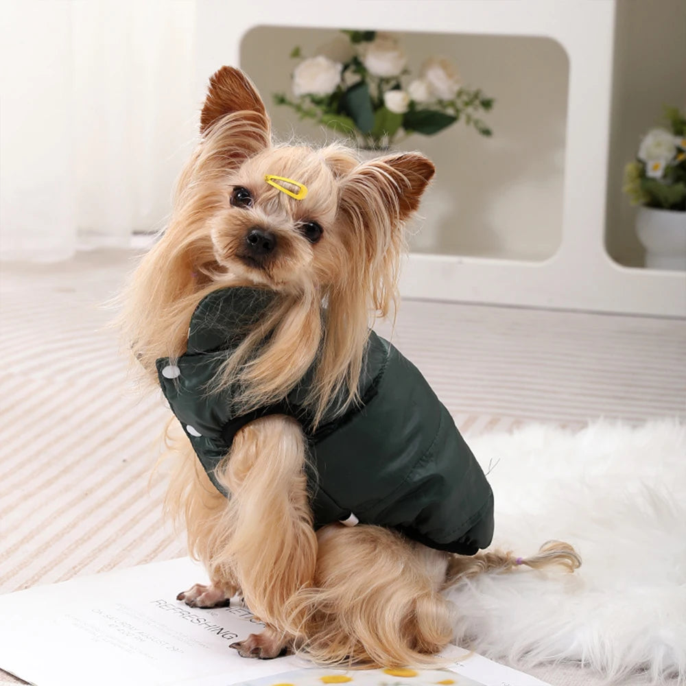 Cozy Pet Clothes Reversible Dogs Vest For Small Medium Dog Cat Winter Windproof Puppy Button Jacket Coat Yorkie Schnauzer Outfit