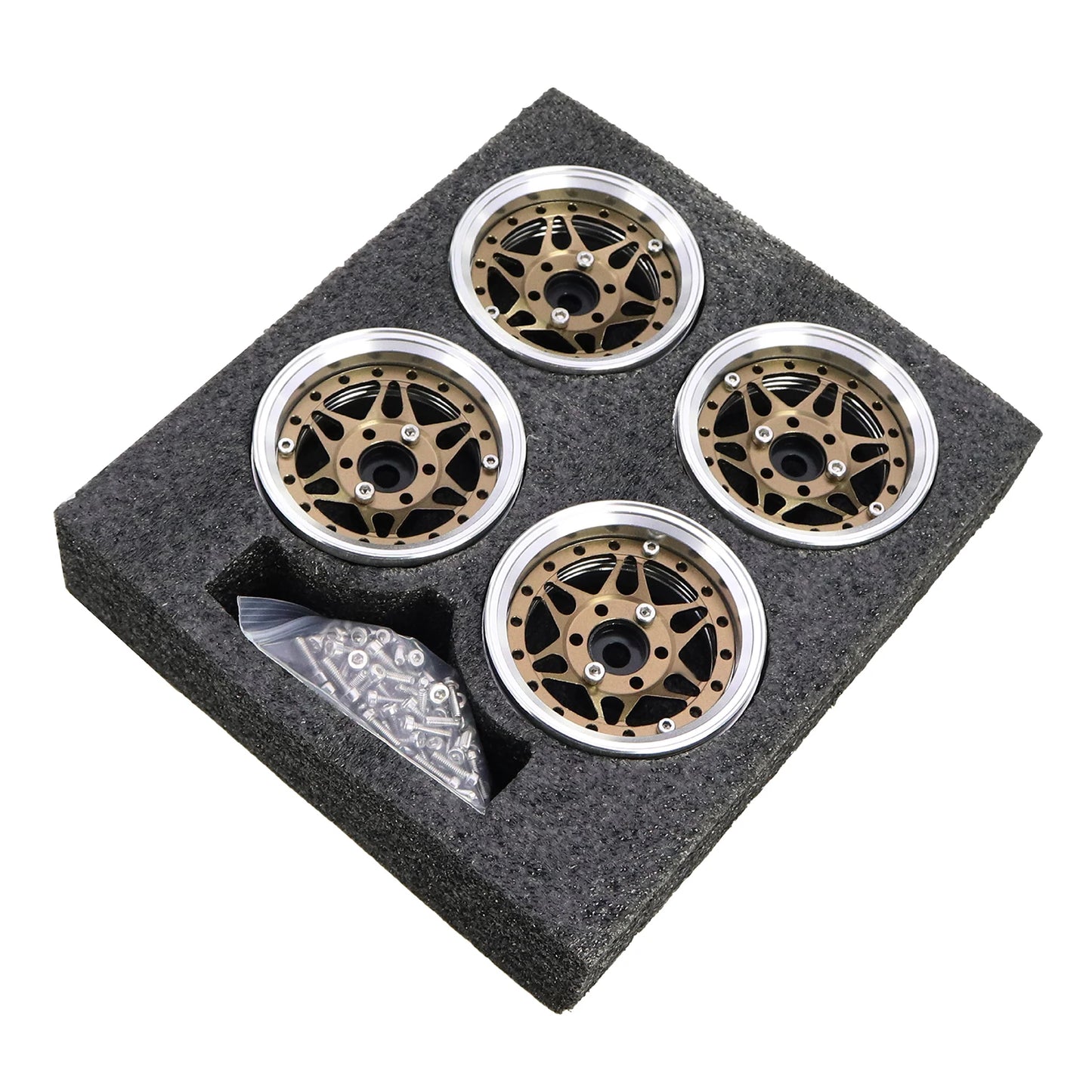 1.9" CNC Aluminum Beadlock Wheels Rim with Adjustable Offset for TRX4 TRX6 Axial SCX10 Redcat GEN8 RC4WD D90 1/10 RC Crawler