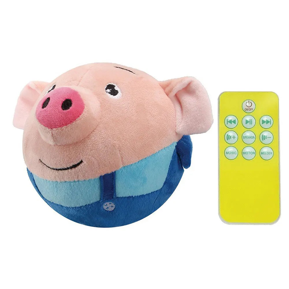 Cartoon Pig Active Moving Pet Plush Toy USB Rechargeable Talking Moving Dog Ball Toy Pet Bouncing Balls for Dogs Cats