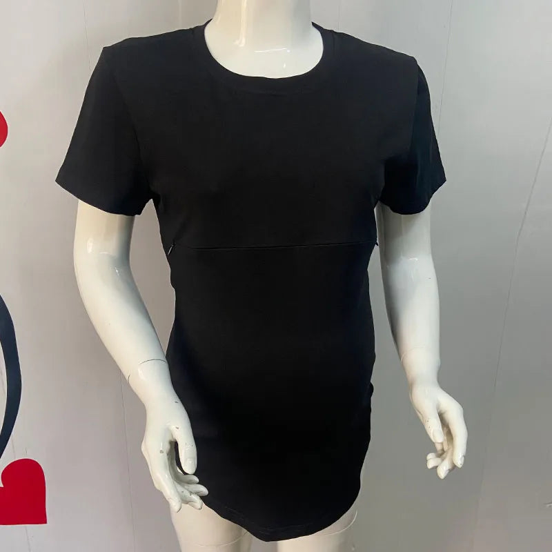 Emotion Moms Summer Invisible Zipper Pregnancy Maternity Top Lactation Clothing Breastfeeding For Pregnant Women Big Size