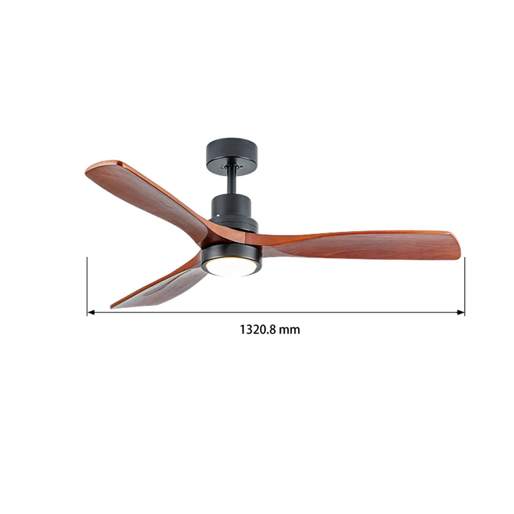42/52-Inch LED Ceiling Fan Light Simple Wooden Blade Design for Home and Commercial Decor Remote Control for Living Room