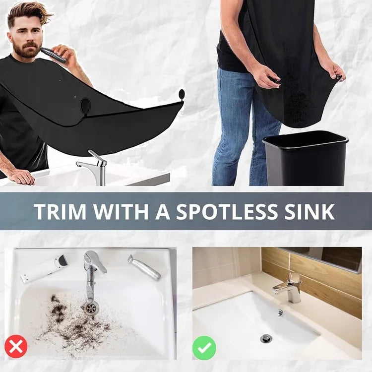 Beard Hair Cutting Catcher, Waterproof Shaving Apron with Drawstring for Home Barber, Easy Clean Hair Catcher for Men