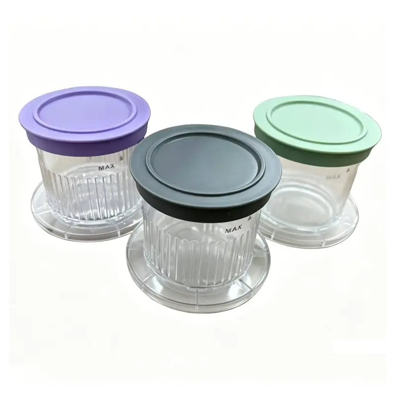A67Z For Cuisinart Compatible Ice Cream Maker Dessert Cups With Lids- 2 Pack For Fastfreeze 5-In-1 Machine Green Purple