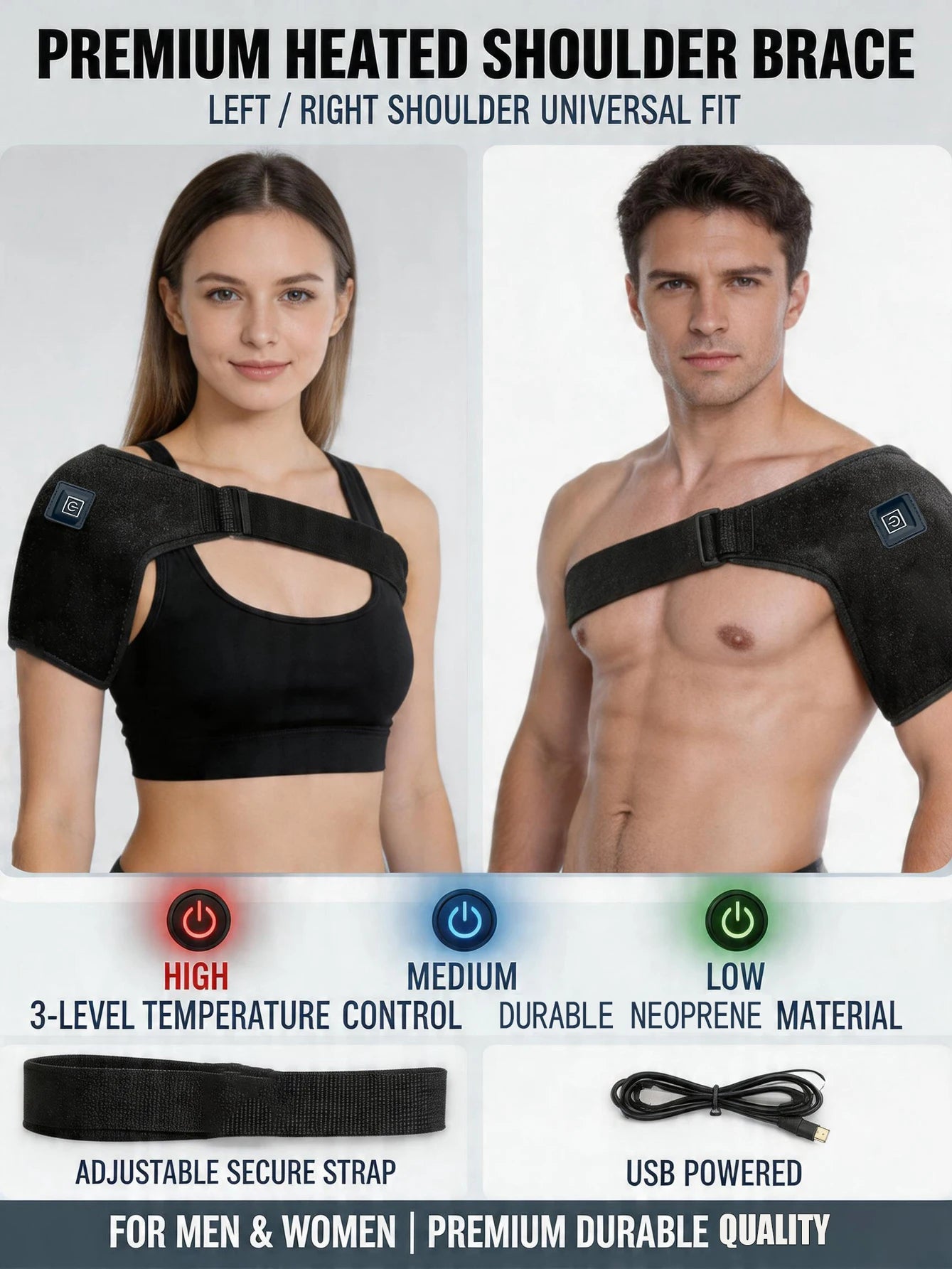 2026 USBElectric Heating Shoulder Massage Heated Back Shoulder Brace Adjustable Heating Shoulder Massage Arm Muscle Relaxation