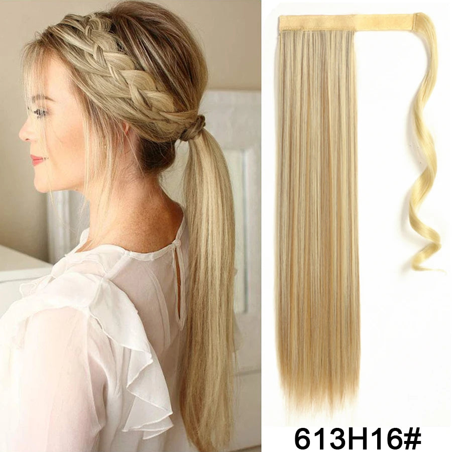 Synthetic Ponytail Long Straight Wrap Around Ponytail Hair Extension Heat-Reistant Fiber Pony Tail Fake Hairpieces For Women