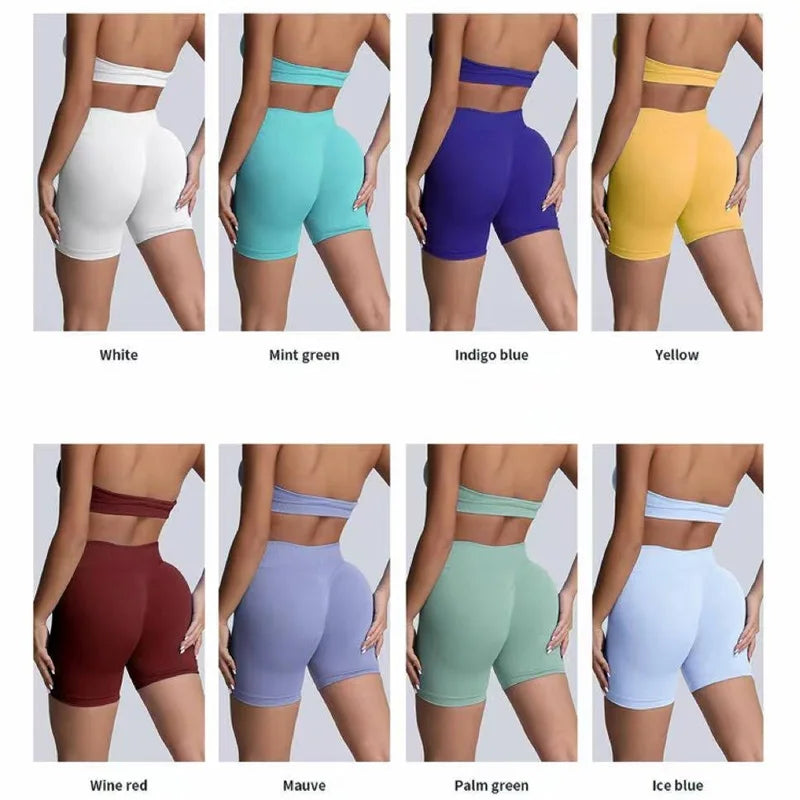 HISTELLO Sports Shorts 4.5‘’ High Waist Women Yoga Workout Shorts Seamless Leggings Stretch Fitness Sweatpants Gym Short