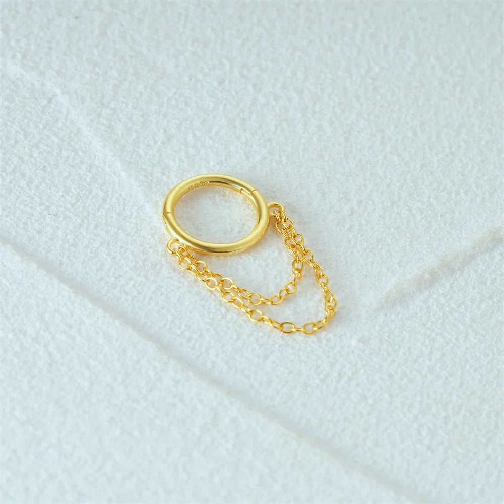 CANNER 925 Sterling Silver Simple Tassel Circle Piercing Hoop Earrings For Women's 18k Gold Ins Earrings Fine Jewelry Party Gift