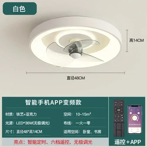 Bedroom fan lamp minimalist round modern minimalist dining room fan integrated master bedroom ceiling lamp electric fan 220V