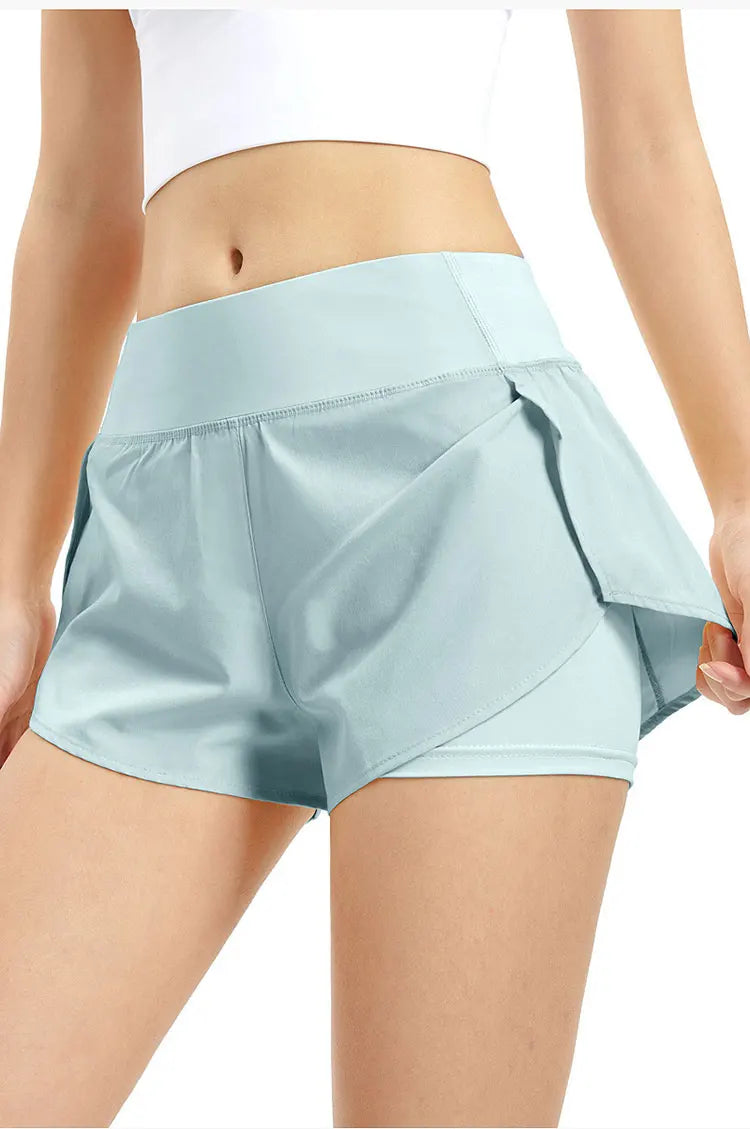 Hot New Sport Shorts Women Sportswear Double-deck Running Shorts Yoga Bottoms Summer Gym Fitness Training Jogging Short Pants