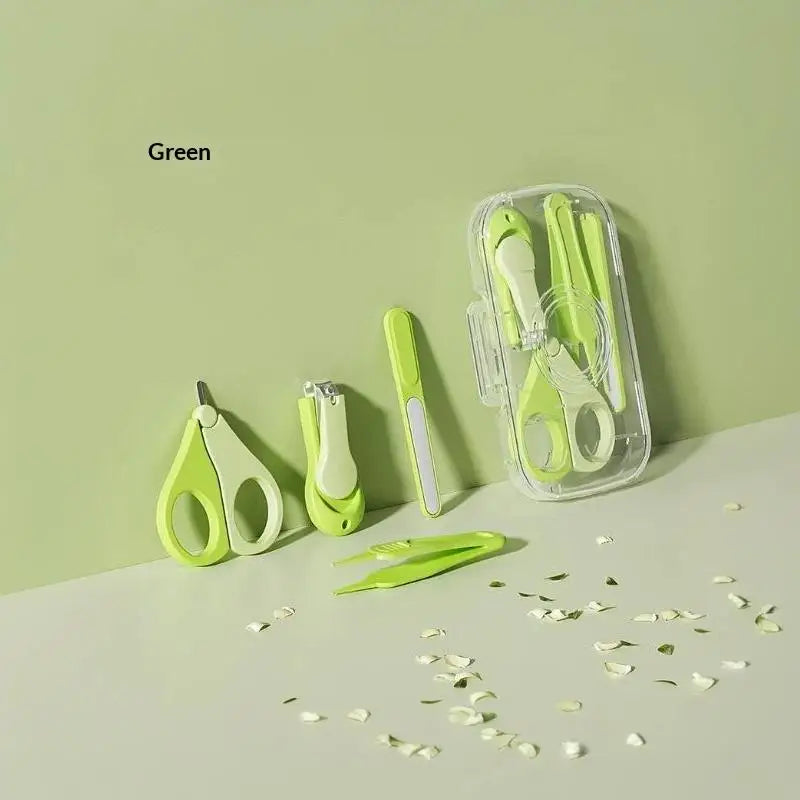 Travel Friendly 4Pcs Newborn Baby Nail Clipper Set Safe Nail Scissor Trimmer Tweezer with Storage Case for Outdoor Use