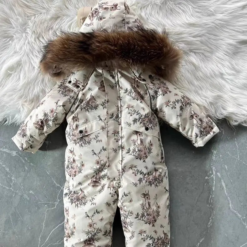 Autumn Winter Children Baby Girls Cotton Floral Jumpsuits Single-Breasted Cute Floral Chic Baby Overalls Kids One-Piece Pants