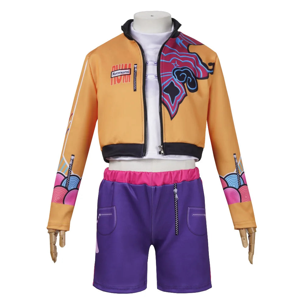 Halloween Fancy Dress Adult Kids Street Hip Hop Role Play Outfit 3 Styles Printed Crop Top Skirt Shorts Idol Stage Costume