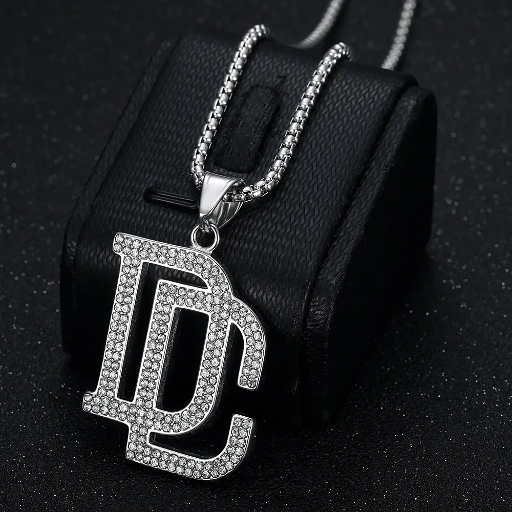 2025 New Fashion Men's Stainless Steel Zircon Dream Catcher Pendant Necklace, Hip Hop Punk Party Fashion Jewelry